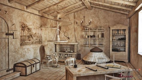 3d reconstruction of Leonardo da Vinci's studio by Gianluca Antonini, via Behance Artists Studios, Chateau France, Pierre Auguste Renoir, Environment Concept Art, Gustav Klimt, Claude Monet, Famous Artists, Artist Art, Visual Artist