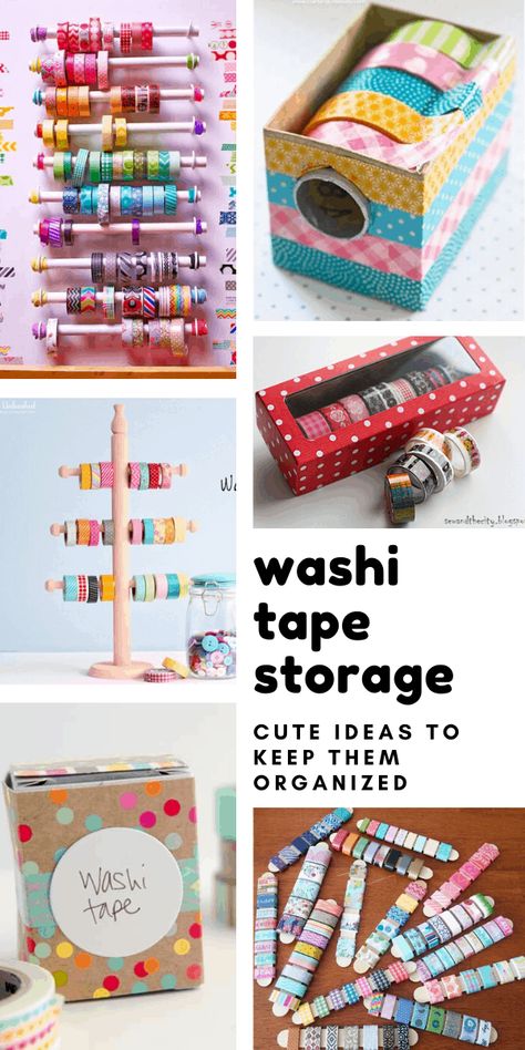 Washi Tape Storage Ideas, Tape Storage Ideas, Diy Washi Tape Organizer, Diy Washi Tape Dispenser, Diy Washi Tape Storage, Washi Tape Holder, Washi Storage, Washi Tape Dispenser, Cute Desk Organization