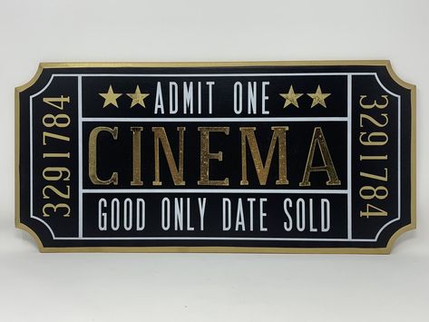 Ticket Cinema, Anniversary Gift Ideas For Him, Cinema Decor, Cinema Design, Movie Room Decor, Movie Decor, Wall Decor Hobby Lobby, Cinema Ticket, Cinema Art