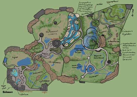 Zoo Layout, Zoo Boo, Zoo Map, Zoo Architecture, Cincinnati Zoo, Animal Habitats, Prehistoric Creatures, Dark Art Illustrations, Prehistoric Animals