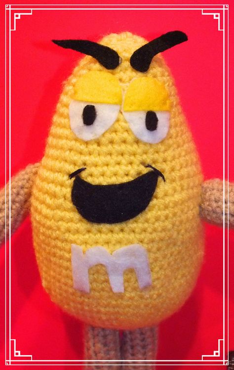 M&m Crochet Pattern, Mr Potato Head Crochet Free Pattern, Crochet M&ms Pattern, Mr Bean Teddy Crochet Pattern Free, Crochet Mr Bean Teddy Pattern, Red M&m Character, Crochet Animal Hats, Crochet Instructions, Crochet Baby Hats