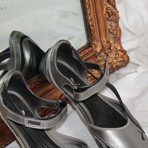 afterglow on Instagram: "(SOLD) Vintage Puma Metallic sporty mary janes

Sporty mary jane ballet flats by Puma including velcro ankle strap, puma logos on top and futuristic sole
UK6.5 US9 EU40 25.5CM
Very good condition
One glue stain on the inside of the righr foot, barely visible

See last picture for fit

DM to purchase 
Worldwide shipping tracked from France" Vintage Puma, Mary Jane Ballet Flats, Puma Logo, Ballet Flats, Mary Janes, Ankle Strap, Glue, Personal Style, Ballet