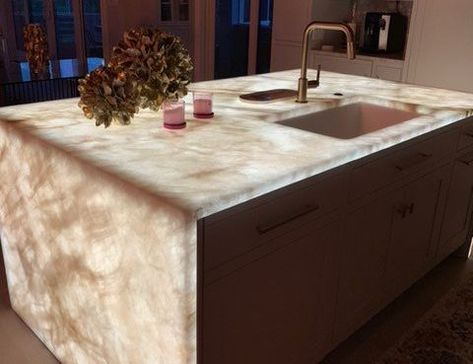 Backlight Kitchens, Bathrooms, or Commercial Spaces | Light Tape® Sparkle Countertops, Granite Quartz Countertops, Leather Granite, Condo Kitchen, Quartzite Countertops, Minimal Lighting, Living Room Design Decor, Bar Room, Countertop Materials