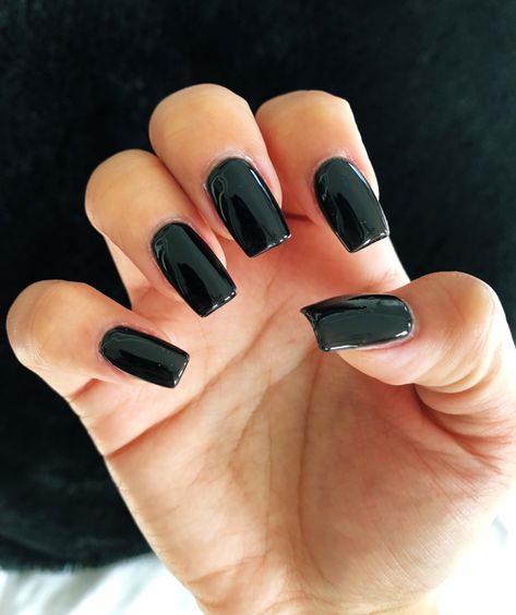 Black Squoval Nails, Squoval Nails, Square Nails, Black Nails, Style Board, Stylish Nails, Pretty Nails, Nail Inspo, Gel Nails