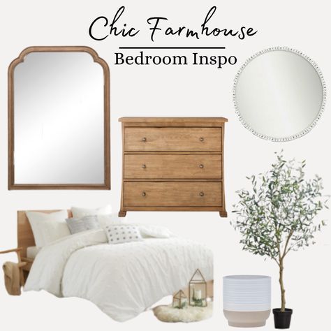 Chic farmhouse bedroom decor #dresser #bed #decor #bedding #chic #farmhouse #inspo #faux #mirror #shop Bedroom Decor Dresser, Chic Farmhouse Bedroom, Faux Mirror, Dresser Bed, Modern Farmhouse Bedroom, Chic Farmhouse, Farmhouse Bedroom Decor, Mirror Shop, Bedroom Mirror