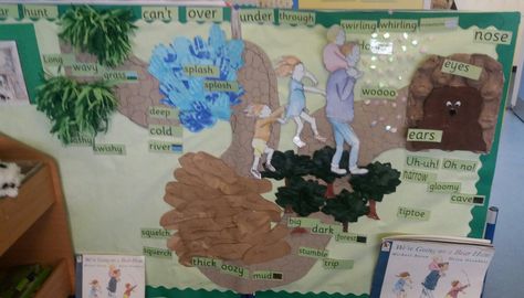 Going on a bear hunt display board Were Going On A Bear Hunt Display, Bear Hunt Display Board, Nursery Display Boards, Tuff Tray Ideas Toddlers, Eyfs Ideas, Going On A Bear Hunt, Bear Hunt, Literary Text, Nursery Activities