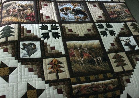 2017 Wildwood Quilt | Country Fest & Auction Block Quilt Ideas, Moose Quilt, Nature Quilt, Country Fest, Attic Windows, Deer Quilt, Wildlife Quilts, Western Quilts, Rustic Quilts