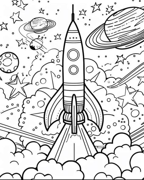 Rocket Colouring Page, Rocket Coloring Page, Rocket Drawing For Kids, Travel Coloring Pages, Space Colouring, Rocket Coloring, Space Coloring Sheet, Tumblr Coloring Pages, Kids Printable Coloring Pages