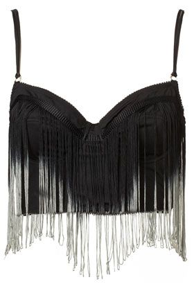 Ombre Fringe Bralet Crop Tops Black, Edm Fashion, Ombre Shirt, Fringe Crop Top, Fringe Shirt, Ombre Top, Bralet Tops, Polyester Shirt, Bralette Crop Top