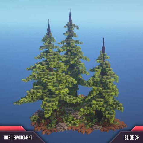 Minecraft Erebor, Minecraft Spruce Tree, Swem Minecraft, Minecraft Trees Design, Minecraft Landscape, Minecraft Tree, Minecraft Building Guide, Minecraft Create, Jungle Design