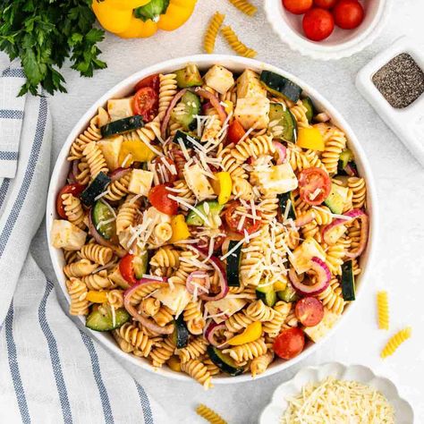 Salad Supreme Pasta Salad Salad Supreme Pasta Salad, Salad Supreme, Simple Baked Beans Recipe, Farmhouse Recipes, Easy Baked Beans, Layer Salad, Eating On A Dime, Cold Salads, Italian Pasta Salad