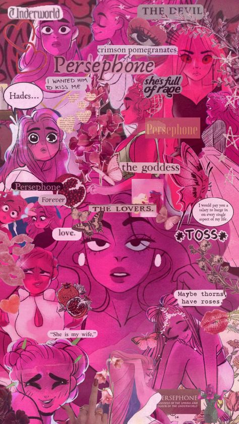 #pink #wallpaper #art #quotes #books #vibes #persephone Persephone Art Lore Olympus, Persephone Art, Hades Greek Mythology, Persephone Goddess, Quotes Books, Iphone Wallpaper Ios, Aesthetic Letters, Greek Gods And Goddesses, Greek Mythology Art