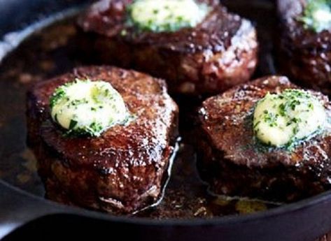 Pan-Seared Filet Mignon with Garlic & Herb Butter - Recipes from BritiShop, Thailand Filet Mignon Steak Recipes, Best Filet Mignon Recipe, Best Filet Mignon, Craving Tasty, Herb Butter Recipe, Cook Steak, Mignon Steak, Filet Mignon Recipes, Filet Mignon Steak