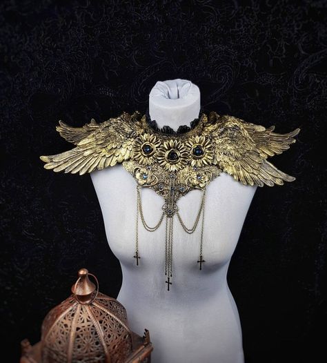 Goth Crown, Chest Armor, Gothic Cathedral, Angel Outfit, Angel Costume, Fantasy Costumes, Fantasy Clothing, Fantasy Fashion, Character Outfits