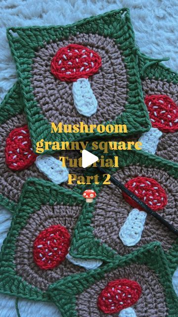 Lara | crochet art ❥ slow living on Instagram: "🍄 granny square tutorial part 2: granny square + sewing part 🧚🏻  You can find the first part on my feed 🫶  Happy crocheting 🍄🧚🏻💌 • • • #crochetersofinstagram #crochet #häkeln #crocheting #handmade #grannysquare #grannysquares #tutorial #howto #freepattern #mushrooms #fall #aesthetics #vintage #bohostyle #nature #crochetaddict #crochetinspiration #inspo #yarnlove #booklover #bookish #handcrafted #art #fyp #fy #foryou #viral #reels #instagram" Cool Small Crochet Projects, Leaf Granny Square, Mushroom Granny Square, Fall Aesthetics, Aesthetics Vintage, Granny Square Tutorial, Viral Reels, Reels Instagram, Handcrafted Art