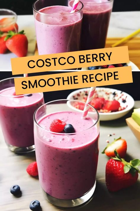 Costco Berry Smoothie Recipe – Hungarian Chef Costco Smoothie Recipe, Smoothie King Recipes, Frozen Fruit Smoothie Recipes, Frozen Berry Smoothie, Costco Snacks, Ninja Smoothies, Triple Berry Smoothie, Greek Yogurt Smoothie, Frozen Fruit Smoothie