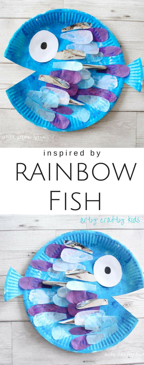 Paper Plate Rainbow Fish Craft | Arty Crafty Kids The Rainbow Fish Crafts Preschool, Rainbow Fish Craft, Paper Plate Rainbow, Rainbow Fish Crafts, Fish Diy, Paper Plate Fish, Book Rainbow, Fish Craft, Paper Plate Crafts For Kids