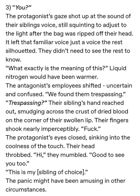 Sibling Writing Prompts Funny, How To Write Siblings, Writing Sibling Relationships, Sibling Dynamics Writing, Sibling Prompts Writing, Writing Prompts Siblings, Only One Bed Prompt, Sibling Scenarios, Sibling Tropes