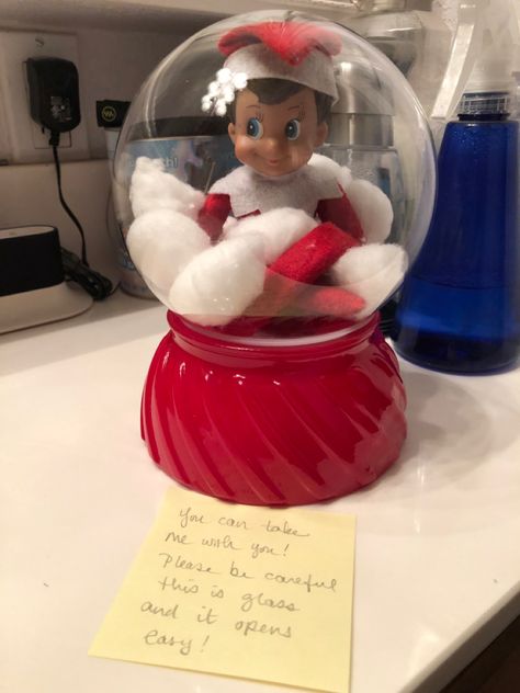 Elf Travel Jar, Elf Transport Jar, Elf Transport, First Days Of School, Travel Jar, Grandparents House, School Break, Elf Fun, Snow Globe