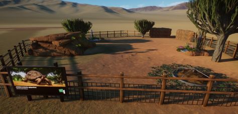 Planet Zoo Tortoise Habitat, Zoo Habitats, Zoo Boo, Zoo Inspiration, Zoo Crafts, Zoo Project, Enclosure Ideas, Zoo Ideas, Zoo Architecture