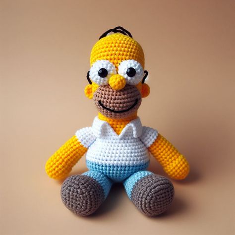 Simpsons Crochet, Homer Simpson, Amigurumi Pattern, Soft Textures, Easy Crochet, Crochet Stitches, Crochet Amigurumi, Decorative Pieces, Storytelling