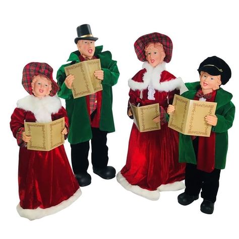 Dickens Carolers Set of Four Large 27"-35" - 35 - Bed Bath & Beyond - 32393558 Christmas Carolers, Christmas Nutcrackers, Santa's Workshop, Christmas Store, Christmas Costumes, Nutcracker Christmas, Christmas Carol, The Holiday Aisle, Green Velvet