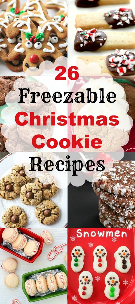 When it is time to serve or make up gifts I have a huge variety to choose from and so will you now with 26 Freezable Christmas Cookie Recipes. Diy Easy Recipes, Xmas Treats, Christmas Cookie Recipes, Christmas Cookie Exchange, Xmas Cookies, Xmas Food, Christmas Snacks, Christmas Cooking, Christmas Goodies