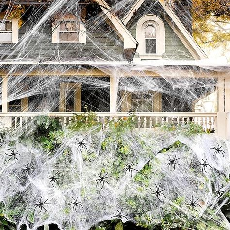 Cobwebs Halloween, Spider Web Halloween Decorations, Fake Spider, Spider Web Decoration, Halloween Spider Decorations, Scary Decorations, Spooky Spiders, Halloween Supplies, Spider Webs