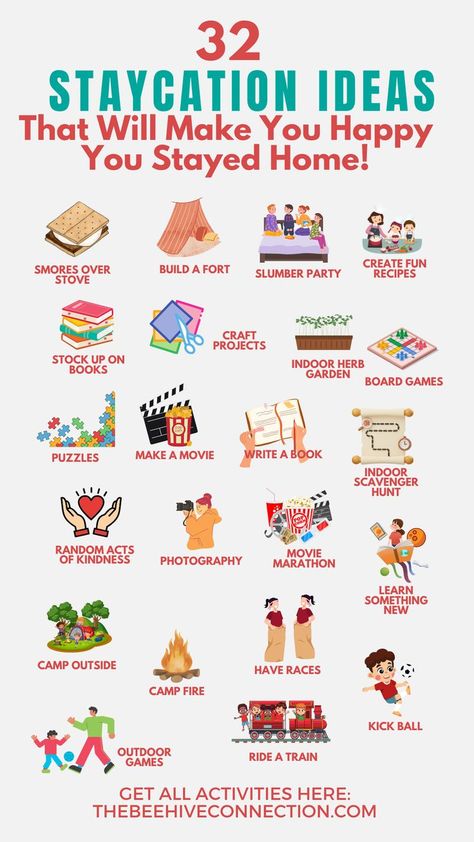 Staycation Ideas for Families and Couples Bucket List Family Home, Family Quality Time Ideas, Fun Family Traditions Ideas, Things To Do On A Weekend, Family Adventure Ideas, Family Time Aesthetic, Staycation Aesthetic, Family Bonding Ideas, Living With Friends