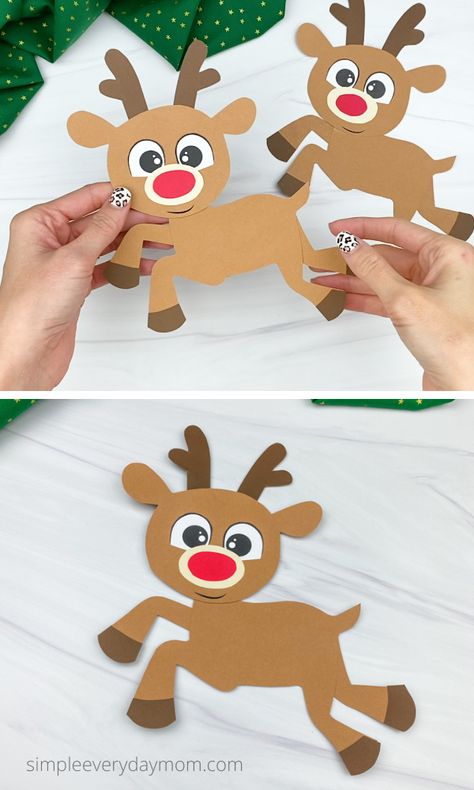 Reindeer Tree Theme, Kids Paper Christmas Crafts, Rudolph Christmas Decor, Rudolph The Red Nosed Reindeer Crafts, Reindeer Decorations Diy, Raindeer Craft, Reindeer Template Free Printable, Reindeer Face Template, Diy Reindeer Decorations