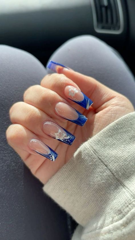 Pink Acrylic Nails French, Acrylic Nails French Tip, Acrylic Nails French, Coquette Blue, Nails French Tip, Pastel Nails Designs, Baby Blue Nails, Valentine Nails, Girly Acrylic Nails