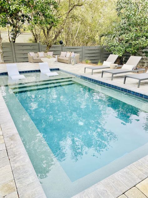 Pools With Beach Entry, Small Pool With Beach Entry, Small Beach Entry Pool, Beach Entry Pool Walk In, Beach Entry Pool, Pools Backyard Inground, Small Pool Design, Pool Landscape Design, Pool Time