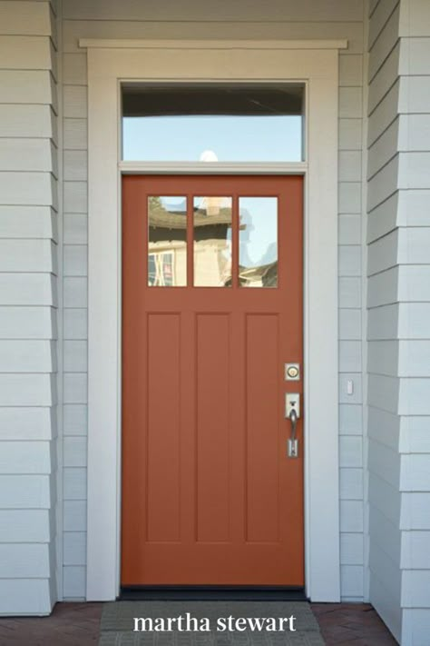 Coral Front Doors, House Doors Colors, Cavern Clay, Orange Front Doors, Best Front Door Colors, Exterior Door Colors, Front Door Color, Best Front Doors, Front Door Paint