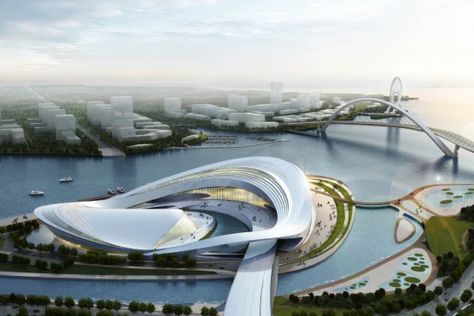 3d Rendering Architecture, Rendering Architecture, Architecture Drawing Presentation, Floating Architecture, 3d Architectural Rendering, Airport Design, Architectural Rendering, 3d Architectural Visualization, Parametric Architecture