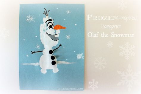 Frozen Inspired Olaf Handprint Craft Winter Handprint, Olaf Craft, Crafts Winter, Frozen Crafts, Toddler Projects, Baby Footprint Art, Olaf Snowman, Frozen Birthday Theme, Baby Art Projects