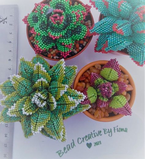 Sewing Succulents a PDF tutorial to make colourful beaded | Etsy Bead Techniques, Seed Bead Tutorials, Beaded Flowers Patterns, Seed Bead Crafts, Beaded Boxes, Bead Weaving Patterns, Seed Bead Tutorial, Bead Embroidery Jewelry, Beaded Crafts