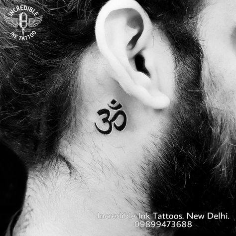 #omtattoo #necktattoo call whtsapp 09899473688 Om Tattoo, Neck Tattoo, Ear Tattoo, Behind Ear Tattoo, Ink Tattoo, Tattoos