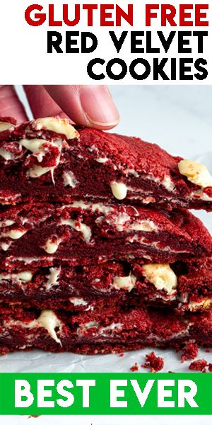 Vegan Red Velvet Desserts, Gluten Free Red Velvet Brownies, Red Velvet Cookies Gluten Free, Gluten Free Red Velvet Cookies, Gluten Free Eclairs, Gluten Free Recipes Dessert, Gluten Free Cookies Recipes, Redvelvet Cookies, Velvet Cookies Recipe