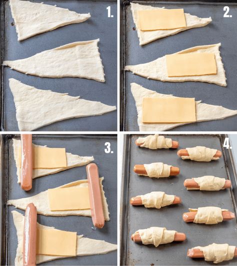 Hot Dogs Crescent Rolls Recipes, Cresent Roll Hotdogs, Hot Dog Croissant Rolls, Cresent Roll Hot Dog, Croissant Hot Dogs Crescent Rolls, Hot Dogs With Crescent Rolls, Hot Dog Croissant, Hotdogs In Crescent Rolls, Easy Hot Dog Recipes