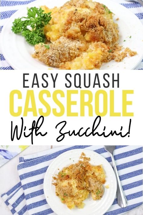 This simple recipe for squash and zucchini casserole is great for the spring and summer when zucchini and squash come into season! If you are looking for a great way to use up some of those plentiful and healthy zucchini and squash this recipe will help. It Squash And Zucchini Recipes Casserole, Squash And Zucchini Recipes, Squash And Zucchini Casserole, Recipe For Squash, Baked Yellow Squash, Easy Squash Casserole, Zucchini Squash Casserole, Grow Squash, Easy Baked Spaghetti