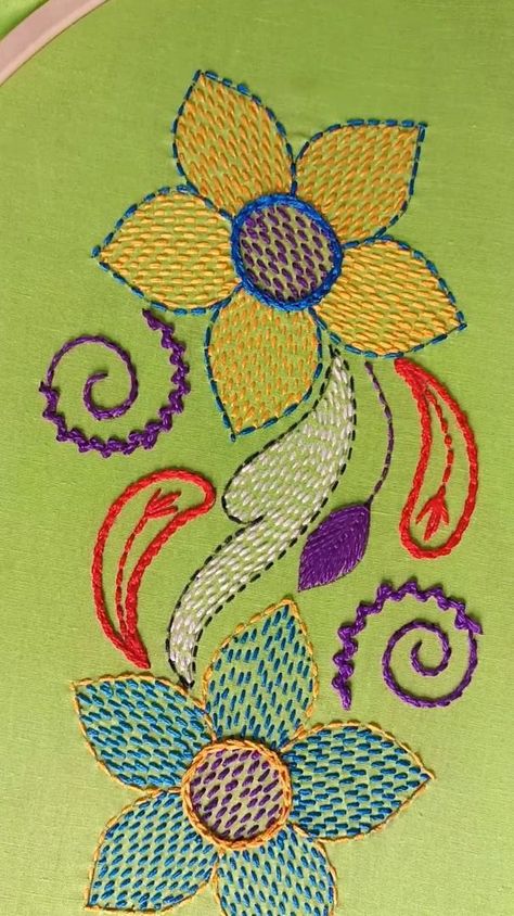 Nokshi Katha Design, Katha Design, Nokshi Katha, Nakshi Katha, Border Line, Cross Stitch Pattern Maker, Kantha Embroidery, Hand Embroidery Tutorial, Embroidery Tutorial