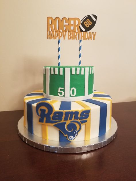 La Rams Cake, Rams Football Cake, Rams Cake, Football Cakes, La Rams Football, 50s Party, Dads Birthday, Rams Football, Football Cake