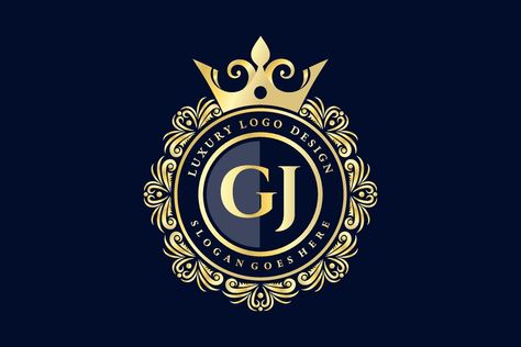 GJ Initial Letter Gold calligraphic feminine floral hand drawn heraldic monogram antique vintage style luxury logo design Premium Vector Gj Logo, Victorian Logo Design Inspiration, Vintage Gold Logo Charm, Victorian Logo, Art Deco Monogram Initials, Luxury Designer Jewelry With Gold-tone Logo Lettering, Luxury Logo Design, Luxury Logo, Initial Letter