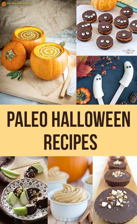 Healthy Paleo Halloween Recipes. The perfect festive treats! Paleo Halloween Treats, Paleo Halloween Recipes, Paleo Halloween, Paleo Holiday Recipes, Pasteles Halloween, Healthy Halloween Food, Best Paleo Recipes, Healthy Holiday Recipes, Paleo Sweets