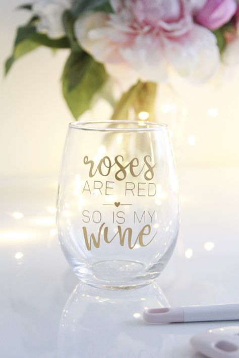 DIY Valentine’s wine glasses with the Cricut Maker Valentine’s Day Cricut, Valentine Cricut Projects To Sell, Valentine Cricut Ideas, Valentines Day Cricut Projects To Sell, Cricut Stemless Wine Glass Ideas, Valentine’s Day Cricut Ideas, Diy Valentine Gifts To Sell, Valentines Cricut Ideas To Sell, Cricket Wine Glasses