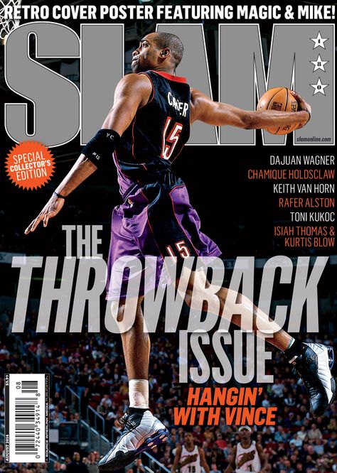 SLAM 180: Vince Carter appeared on the cover of the 180th issue of SLAM Magazine (2014). #SLAMMagazine #VinceCarter #VC #ThrowbackIssue #SLAM180 Vince Carter Poster, Vince Carter Wallpaper, Sports Magazine Cover, Nba Magazine, Vinsanity Carter, Slam Basketball, Slam Cover, Sports Magazine Covers, Slam Magazine