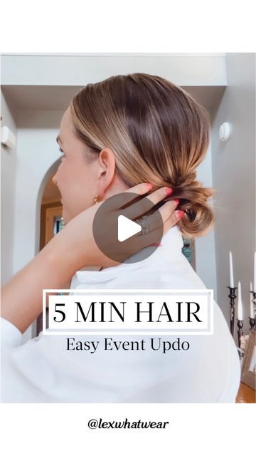 Alex McLean Sharp on Instagram: "5 MIN HAIR: Easy Event Updo!! Another perfect, imperfect hairstyle for all of your summer events. Think summer weddings, bridal showers, baby showers, nights out, etc. This low bun hairstyle is a quick updo that anyone can achieve with two elastics & a few hair pins! Xo, Alex #easyhairstyles #hairtutorial #lowbun #weddinghair #weddingguest #summerhair #eventhair #quickhairstyles #hairtutorialvideos" Summer Bun Hairstyles, 5 Min Hairstyles, Event Updo, Easy Low Bun Hairstyles, Summer Updos, Wedding Guest Updo, Easy Low Bun, Low Bun Hairstyle, Quick Updo