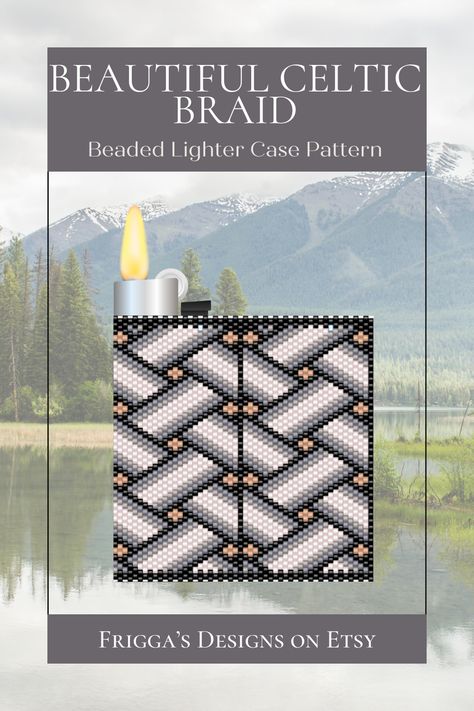 Celtic Inspired Braided Beaded Lighter Case Pattern, a must-have accessory for all beading enthusiasts. #beadwork #beadpatterns #beadedlightercase #celticdesigns #celticknots #celticbraid #beadedlightercover #printablepattern #instantpattern Beaded Lighter Cover, Beaded Lighter Case Patterns, Beaded Lighter Case Patterns Free, Beaded Lighter Case, Beaded Lighter, Celtic Braid, Lighter Cover, Bic Lighter, Pattern Printable