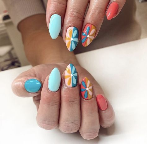 August Nails, Cute Simple Nails, Summery Nails, Simple Acrylic Nails, Cute Gel Nails, Get Nails, Beach Nails, August 11, Pretty Acrylic Nails