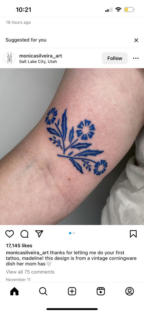 Hydrangea Tattoo, Vintage Corningware, G Tattoo, C Tattoo, Wicked Tattoos, Tattoo Instagram, Blue Tattoo, Time Tattoos, Pattern Tattoo